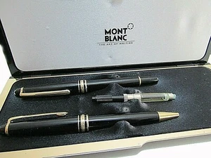 PLUMA Y BOLÍGRAFO MONTBLANC - COLOR NEGRO Y ORO CAJA ORIGINAL - Picture 1 of 7