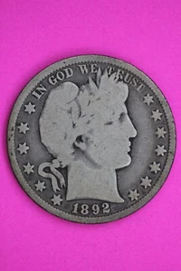 1892 P Barber Liberty Half Dollar Silver Coin Guaranteed Authentic Genuine 1174 - Picture 1 of 3