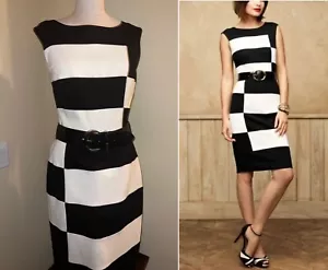 WHITE HOUSE BLACK MARKET * BLACK & WHITE COLOR BLOCK SHEATH * SIZE 8 NWT - Picture 1 of 22