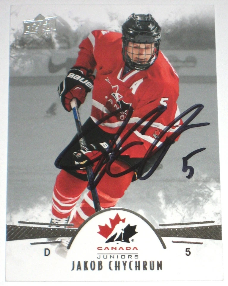 JAKOB CHYCHRUN SIGNED 16-17 UPPER DECK TEAM CANADA JUNIORS ROOKIE CARD AUTOGRAPH - Image 1 of 1