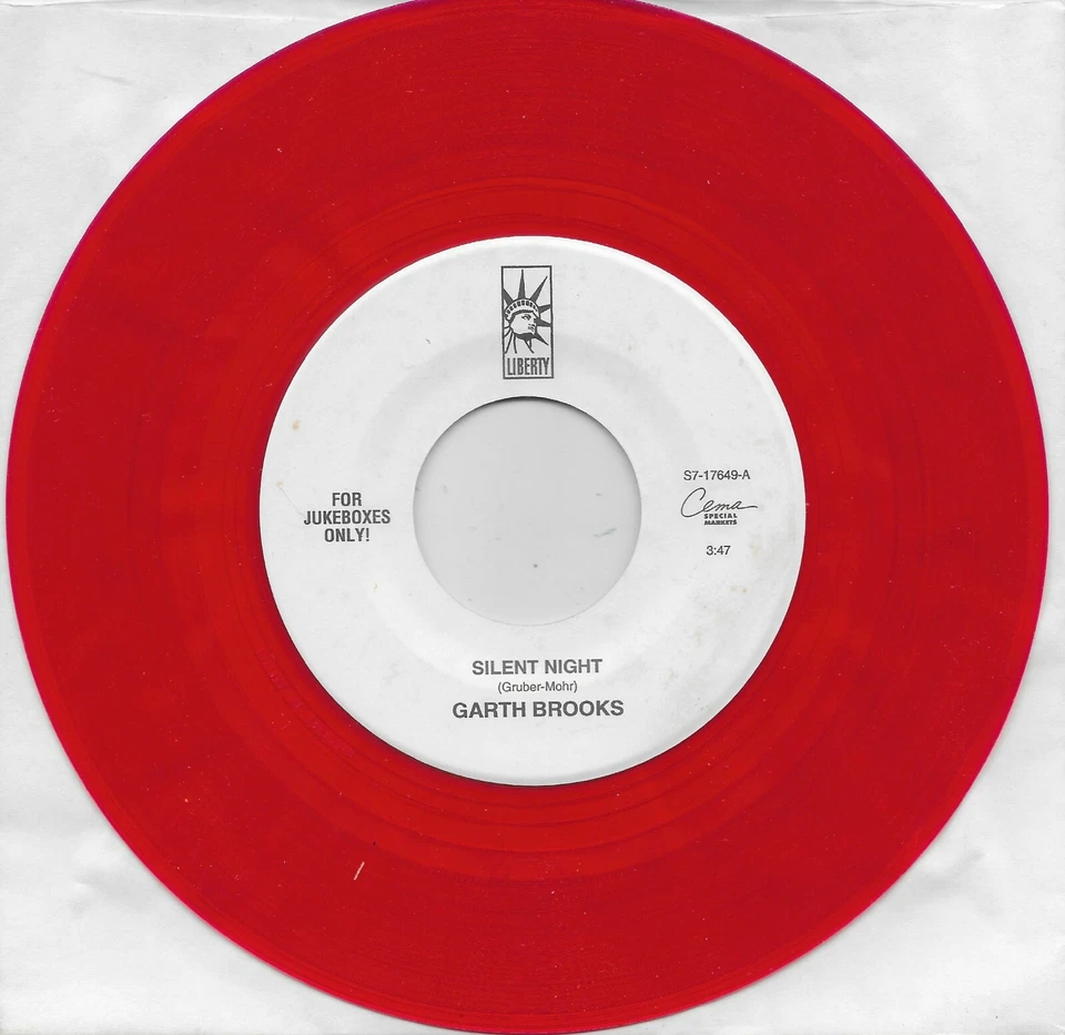 GARTH BROOKS  Silent Night / White Christmas  red vinyl 45 - Image 1 of 1
