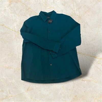 NUEVO CON ETIQUETAS Club Monaco Hombres Talla XL Manga Larga Textura Camisa de Trabajo Forrest Chemise Foto 1 de 4