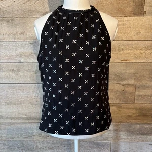 Vintage Saint Nouvaro women's black embellished sleeveless blouse - Picture 1 of 12