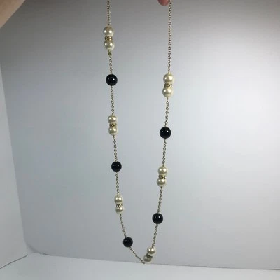 Collar J.Crew Estación de Perlas Estrás Cuentas Cadena de Oro Clásico  Foto 1 de 4