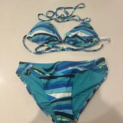 Tommy Bahama Winding Wave Bikini Set Hardware Bottoms Medium / Top Large - Image 1 of 4