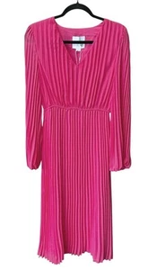 SAM EDELMAN PRETTY PINK PLISSE PLEATED MAXI DRESS sz 8 - Picture 1 of 12