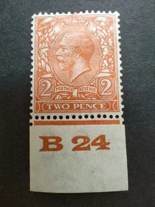 GB KGV 1924-26 2d Orange. SG421. Control number B24. Mint. - Picture 1 of 2