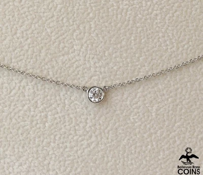 Tiffany & Co. Платиновый 0,23 CTW бриллиант 15» ошейник ожерелье w/мешок и сертификат. - Изображение 1 из 4
