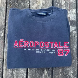 Vintage Y2K 90s Aeropostale Mens L Distressed Spell Out Crewneck Sweatshirt Blue - Bild 1 von 5