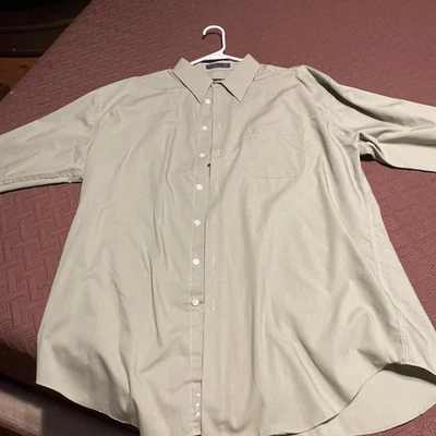 Camisa de vestir para hombre Claiborne sin arrugas manga larga verde salvia talla XL Foto 1 de 4