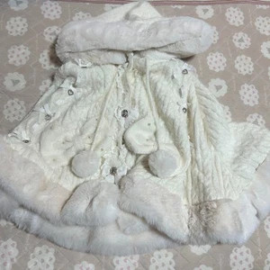 Liz Lisa Bommelband Strick Fell Poncho weiß Band Bijou Lolita Damen - Bild 1 von 6