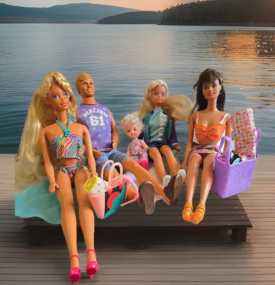 Винтажный 90-х лот 5-Barbie-Teresa-Ken-Kelly-Teen Skipper куклы, колени изгиб, Малибу - Изображение 1 из 4