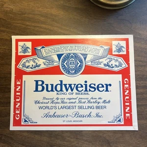 Budweiser Beer ORIGINAL Decal VTG LARGE LABEL Vintage Authentic Sticker 80s - Picture 1 of 9