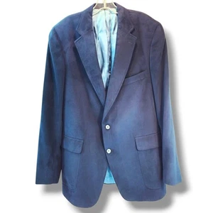 VTG Rochester Blazer Feather Suede Mens Size 46L Navy Blue Sport Coat Jacket USA - Picture 1 of 12