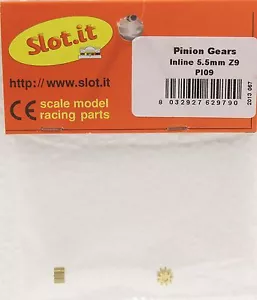 Slot It SIPI09 9-Tooth Brass Inline Pinion Gear 5.5mm 1:32 Slot Part - Picture 1 of 1