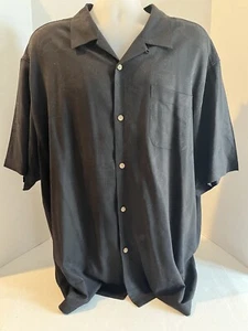 Tommy Bahama Hawaiian Shirt Mens 2XL 100% Silk Black Aloha Hawaii Back Design - Picture 1 of 12