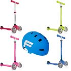 Globber Primo Roller Kinder Tretroller Scooter Höhenverstellbar mit Fischer Helm