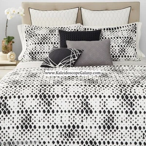 VERA WANG Jalli BLACK DIAMONDS 3PC QUEEN Duvet  COVER BLACK IVORY POLKA DOT $475 - Picture 1 of 2