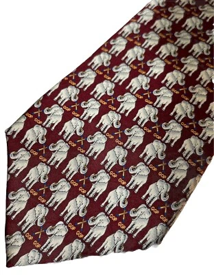 Corbata para hombre $45 nueva artefactos de museo elefantes republicanos GOP MAGA 100 % seda roja Foto 1 de 4
