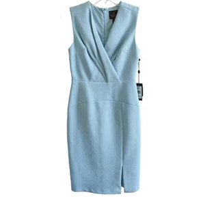 Adrianna Papell Size 0 Baby Blue Sleeveless Formal Sheath Knee Length Dress NEW - Picture 1 of 8