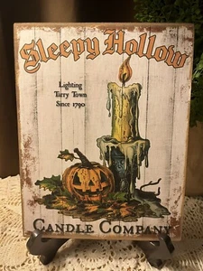 Sleepy Hollow Candle Company, Halloween Handcrafted Canvas Sign - Picture 1 of 3