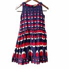 Peppermint Navy Red White Polka Dot Sleeveless A-Line Dress Youth Size 8 Holiday