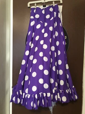 Flamenco Dancer Skirt Handmade, Purple White Polka Dots Mantilla & Accessories - Image 1 of 4