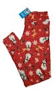 Red Snowman Kizzy Leggings Size 12-26 Printed Christmas Soft Ladies High Waist
