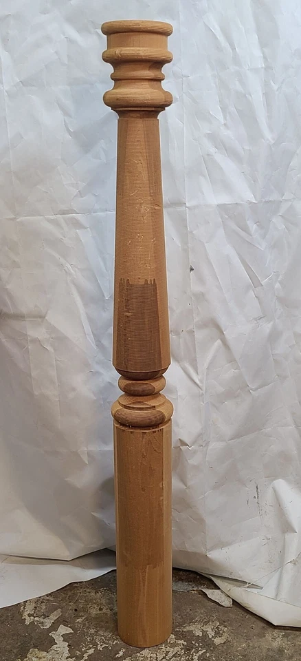 Cedar? Turned Newel Baluster Spindle Post 5x48 inches Round - Image 1 of 4