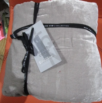 Edredón de terciopelo de seda West Elm edición completa de platino reina pequeña cinta residual nuevo Foto 1 de 2