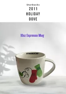 Starbucks 2011 Urlaub Taube & Fäustlinge rot & grün Espresso Kaffeebecher Tasse 10 Unzen - Bild 1 von 2