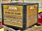 Vintage 1955 Miami County Dairy Box Wood Crate W/ 9 Milk Bottles Covington Oh