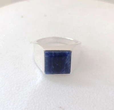 Solid 925 Sterling Silver Lapis Lazuli Gemstone Handmade Ring All Size AK33 - Image 1 of 4