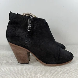 Rag & Bone Womens Margot Stacked Heel Side Zip Booties Black Suede Size 39.5 9.5 - Picture 1 of 19