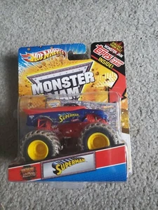 HOT WHEELS Monster Jam SUPERMAN Truck 1:64 Scale TOPPS Trading Card DC MUD Tires - Picture 1 of 2