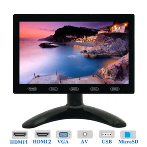 7" IPS LCD Screen CCTV PC Monitor HDMI VGA USB MicroSD RCA/AV for DSLR X-BOX - Picture 1 of 24