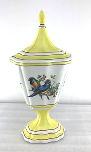 "Jarrón para pájaro urna de cerámica diseño Mottahedeh vintage con tapa Italia 13,5"" x 7" - Imagen 1 de 16