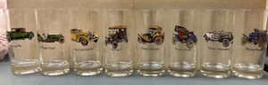 Antique Car Glass Set Of 8 Highball Tumbler Barware Beverage Glasses With Box - Picture 1 of 2