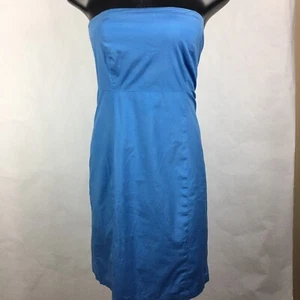 Gap Sz 4 Blue Strapless Dress Empire Waist Zip Back Stretch - Picture 1 of 4