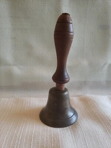 VINTAGE 7 INCH HAND BELL-- SCHOOL CHURCH DINNER BELL CAST CLAPPER? - Picture 1 of 12