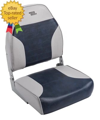 Assento de barco traseiro alto cinza/marinho resistente às intempéries - Imagem 1 de 4
