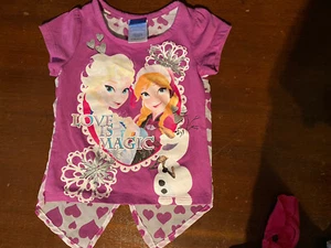 Disney Frozen Girls Shirt Size 2 T Purple With Sparkles Gently Loved - Picture 1 of 7