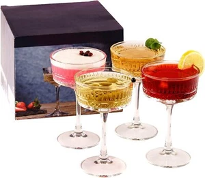 Vintage Coupe Glasses Set (8.8oz/260ml) Champagne Glasses, Wine Glasses, Martini - Picture 1 of 24