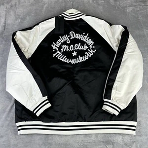 Mens Harley Davidson Jacket Larg Club Crew Varsity Bomber Black White 97439-23VM - Picture 1 of 11
