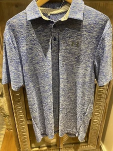 Under Armour UA Heather Blue Blend Golf Polo Shirt Mens Medium - Picture 1 of 5