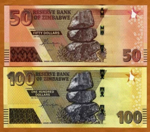 SET Zimbabwe, 50-100 dollars, 2020, P-New, Completely Redesigned, UNC - Imagen 1 de 2