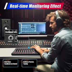Pro 8 Channel Bluetooth Live Sound Card Studio Audio Mixer Mixing Console USB - Picture 1 of 15