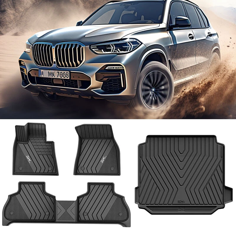 Floor Mats Liner Trunk Mat For BMW X5 2019-2025 All Weather Molded 3D Black 4Pcs - Image 1 of 4