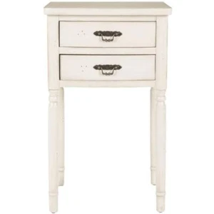 SAFAVIEH End Table 30.1"x15"x15" White Rectangle w/2 Drawer Heavy Duty Indoor - Picture 1 of 6