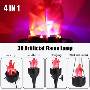 4 in 1 LED Fake Flame Lamp Halloween Artificial Campfire Stage Club Decor Light - Picture 1 of 9